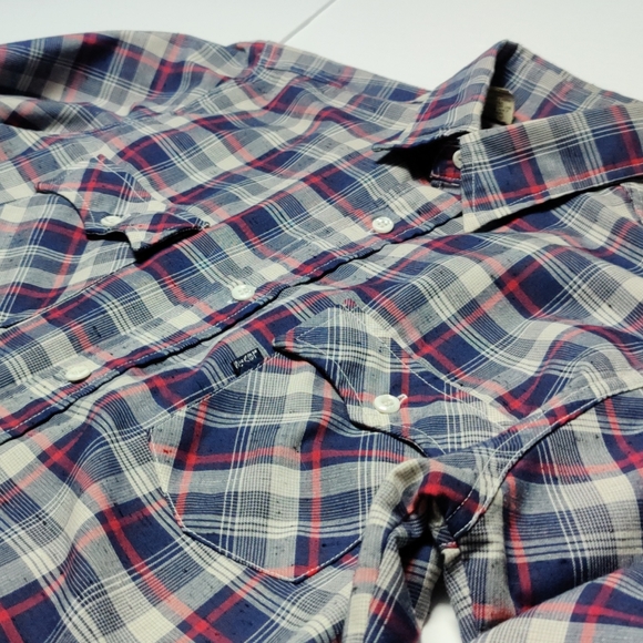 Vintage Levi Plaid Button Down 1970's Men's Large - Picture 2 of 12